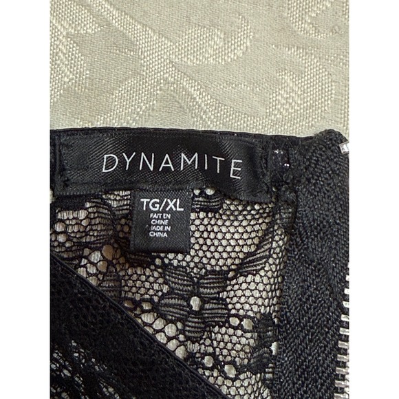 DYNAMITE‎ Black Lace Corset Bustier Top XL Zipper Back Romantic Whimsigoth - Picture 4 of 9